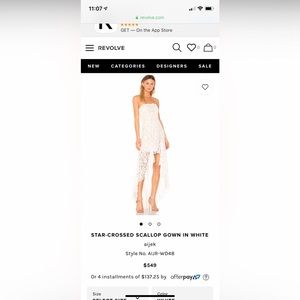 Star-Crossed Scallop Gown in white size 1